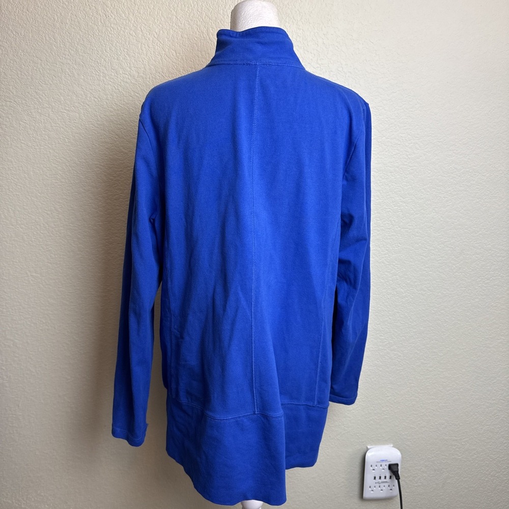 T by Talbots Size X 12/14 Women's Jacket Blue Full Zip Mock Neck Zip Pockets - Picture 3 of 6